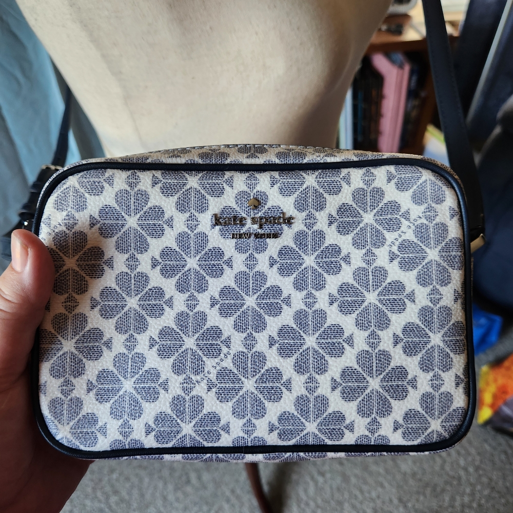 Kate Spade Blue and White Floral Crossbody Bag